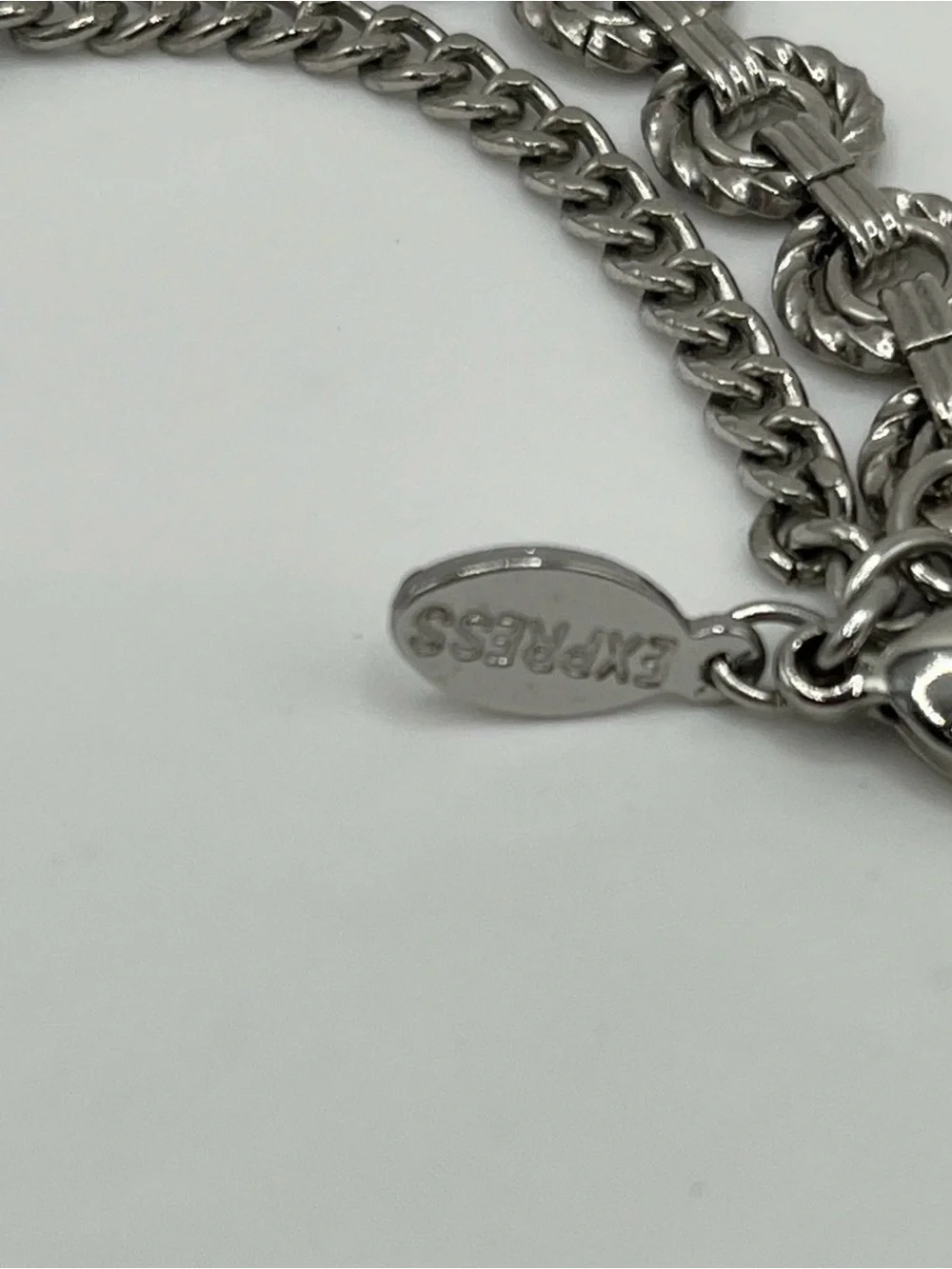 Express Y Drop Rhinestone Layered Statement Silver Tone 16”-20” - Picture 4 of 8
